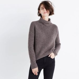 Madewell Southfield Funnel Neck Wool Blend Sweater Dark Green Sz S